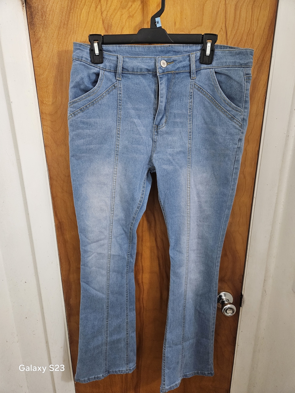 Women's Light Blue Flare Jeans with Front Seams